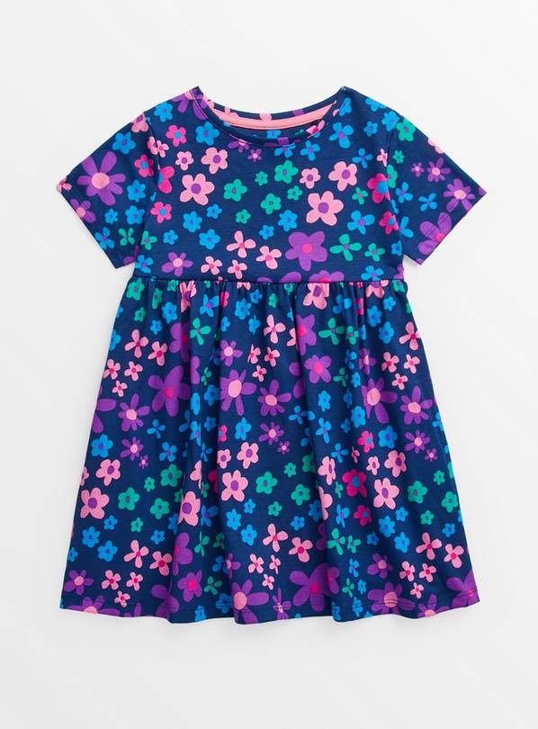 Blue Floral Jersey Dress 1-2 years